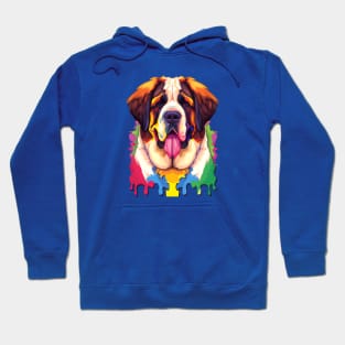 St. Saint Bernard Dog Colorful Painting Art Hoodie